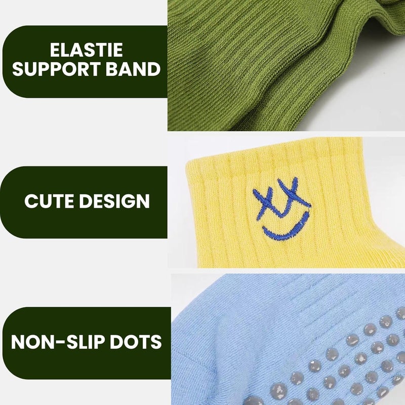 Soxbang 3/6 Pairs Cute Pilates Socks with Grips,Yoga Socks Barre Sock Non Slip Grip Embroidery for Barre Ballet Workout - Image 3